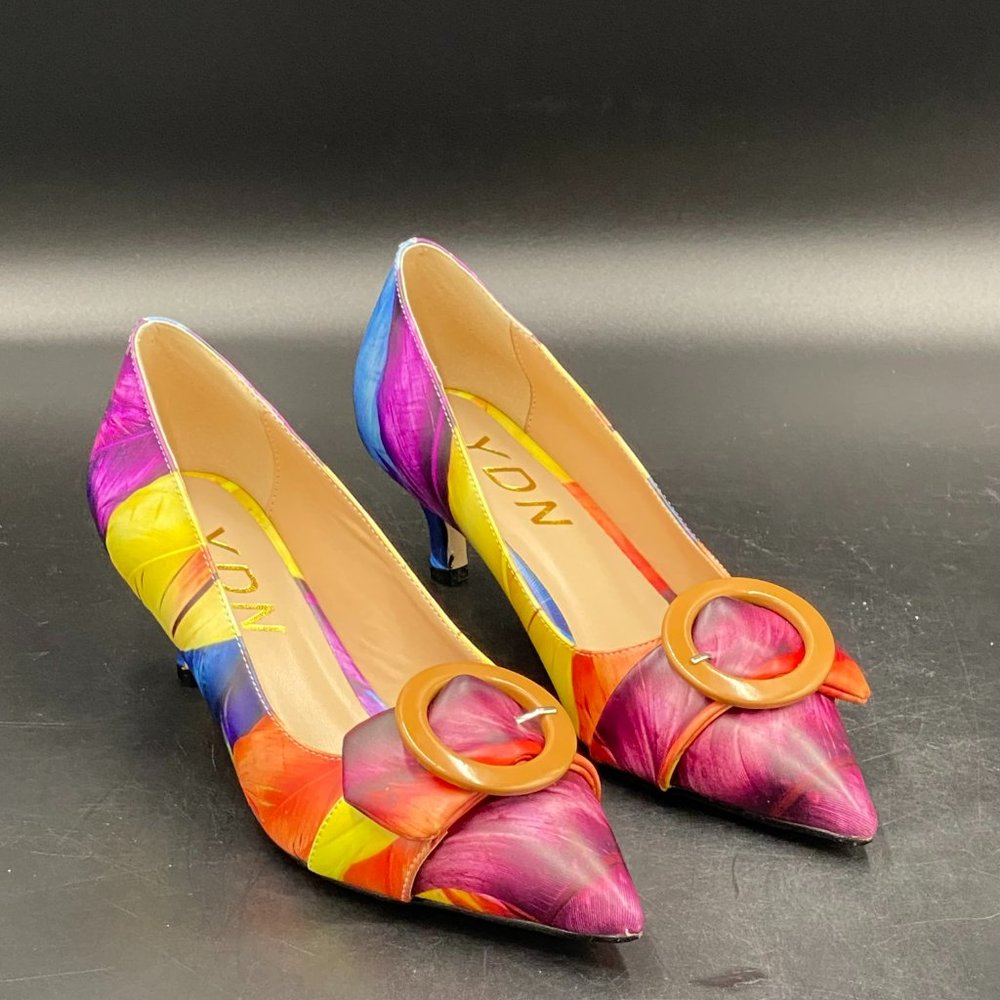 YDN Women's Multicolor Pointed Toe Heels #1 - Picture 4 of 7